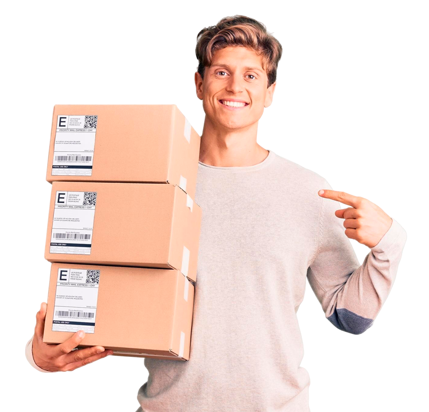 Hombre haciendo compras internacionales